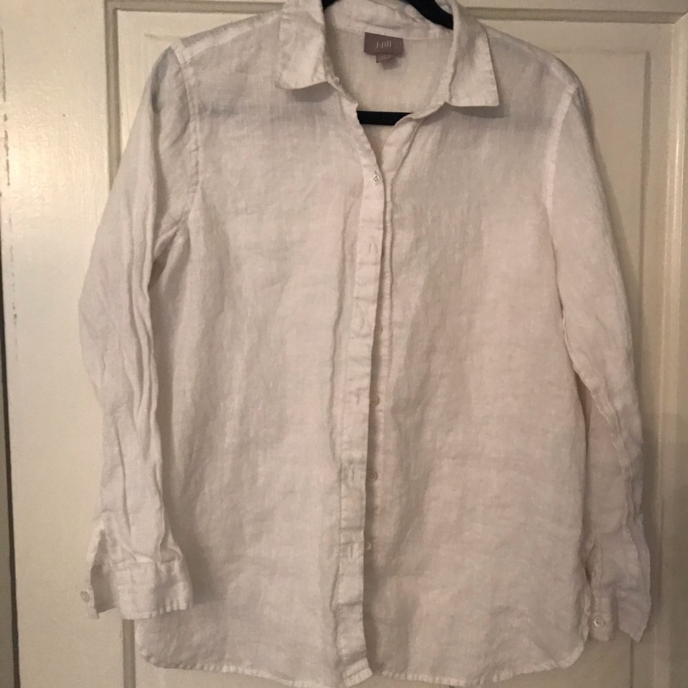 J. Jill Linen white button-up. Like new!